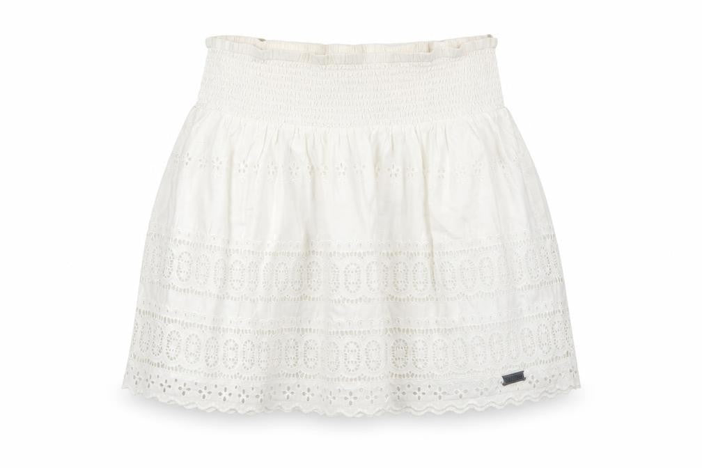 Superdry Women Ivory Cotton A-Line Broderie Short Skirt M