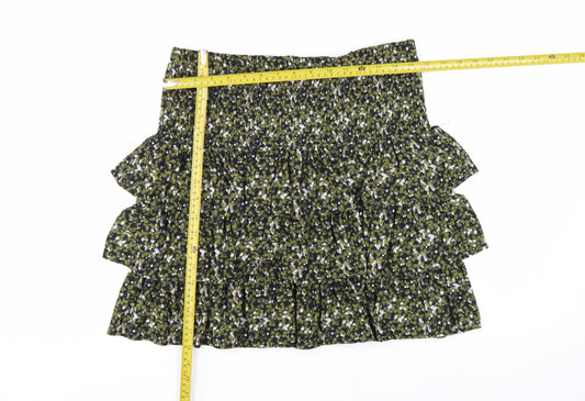 Michael Kors Womens Green Floral Peasant Short Skirt M