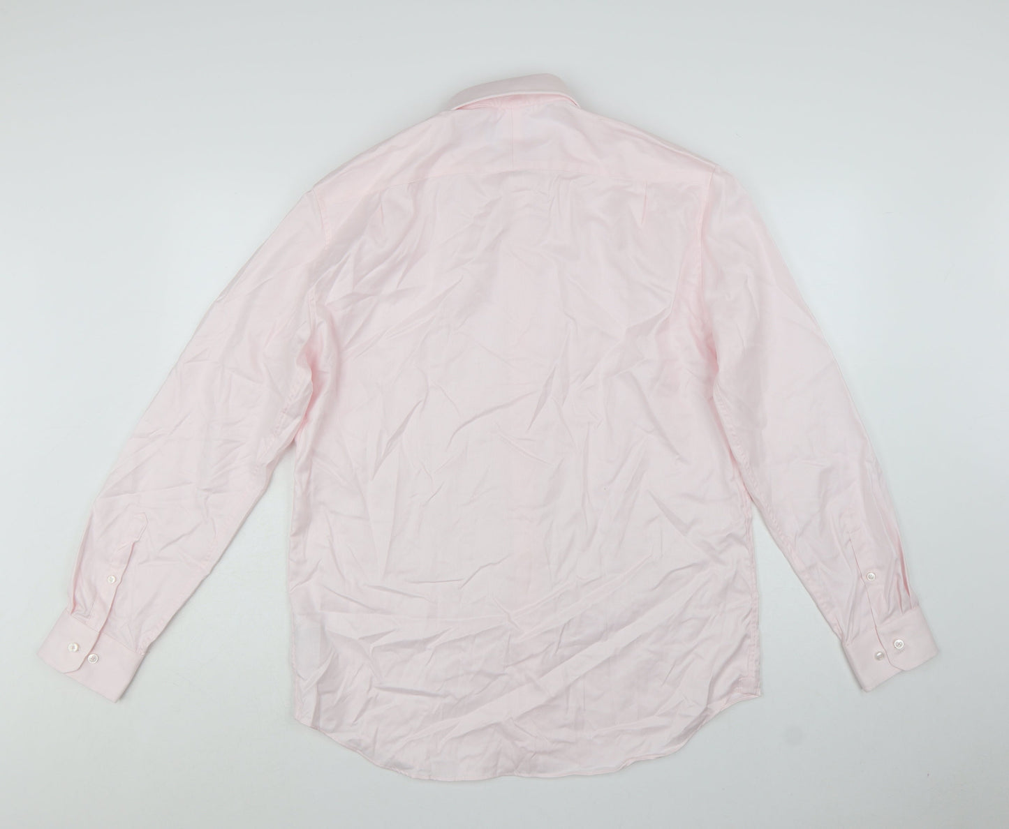 Marks and Spencer Men Pink Regular Fit 16in Collared Dress Shirt