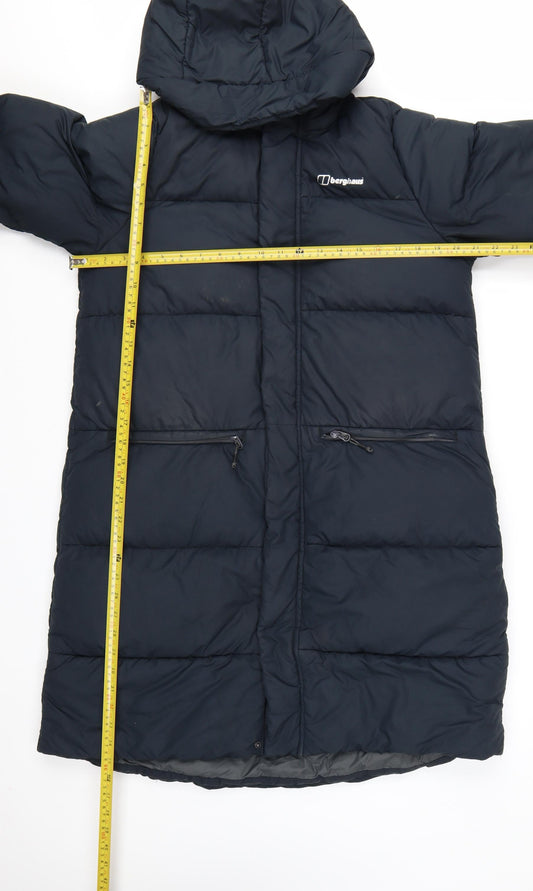 Berghaus Women's Blue Long Puffer Down Coat Size 12 Hooded Winter Jacket