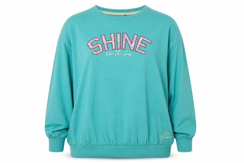 Joe Browns Womens Teal Shine Sweatshirt UK 24/26 Long Sleeve Crew Neck