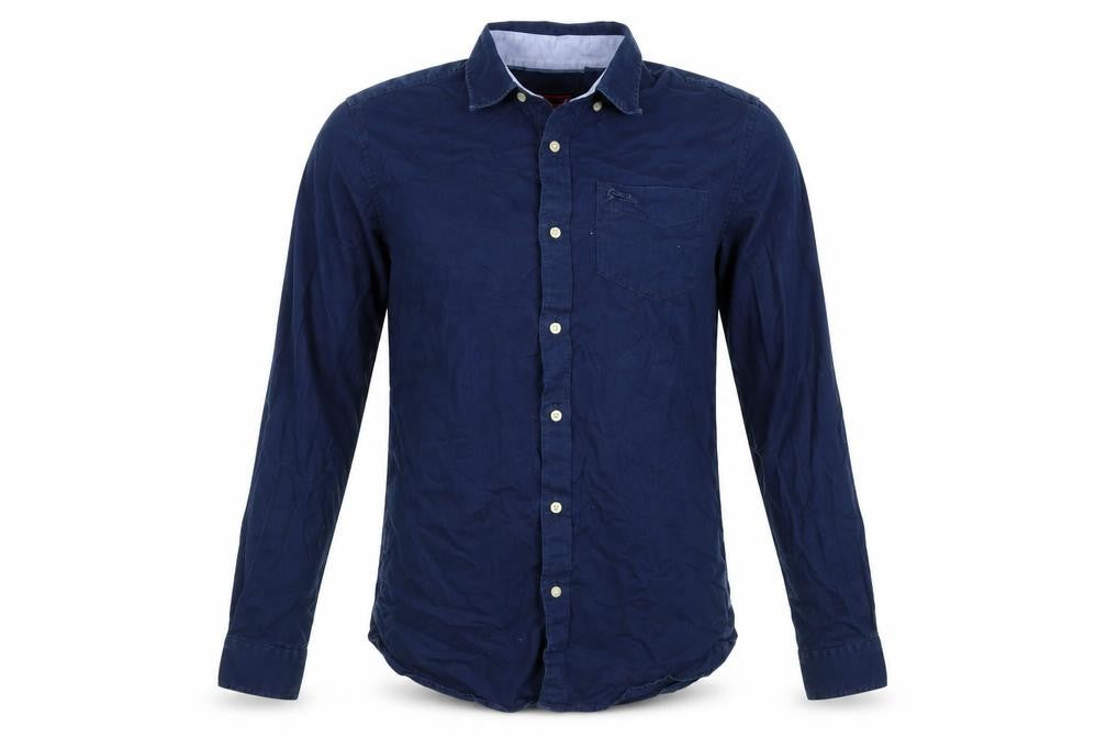 Superdry Men's Blue Regular Fit Long Sleeve Button-Up Shirt Size S