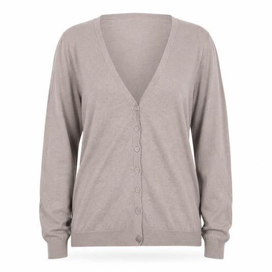 Boden Women Beige Long Sleeve V-Neck Cotton Cardigan Size 12
