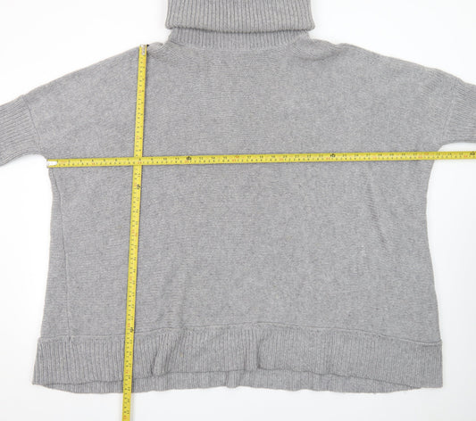 Jaeger Women’s Grey Roll Neck Short Sleeve Knit Jumper XL