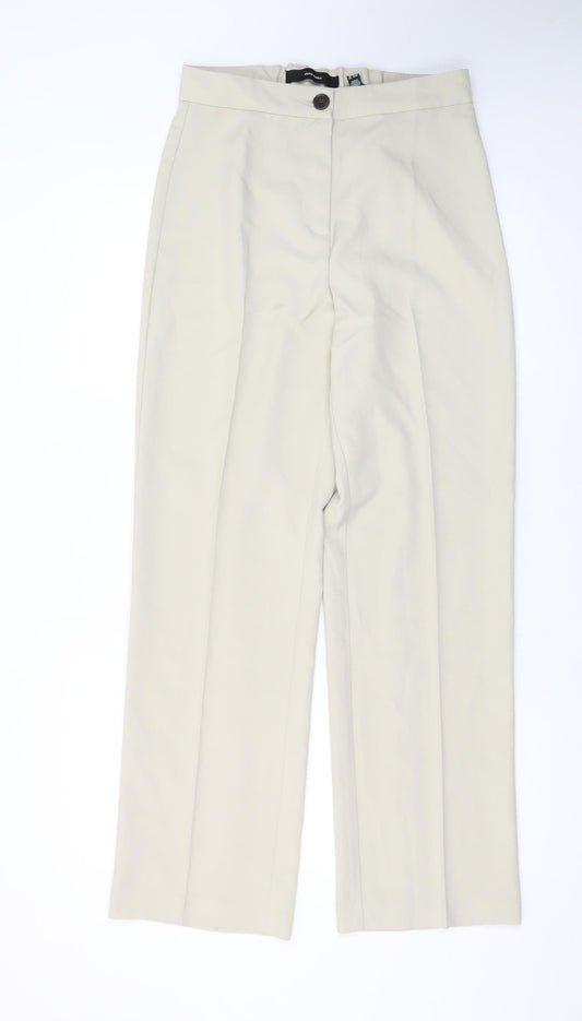Vero Moda Women Beige Straight Leg Chino Trousers Size 12