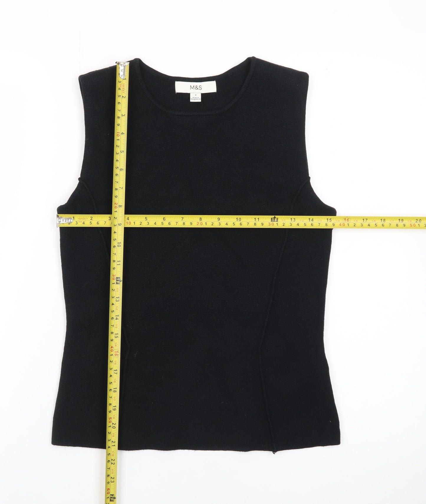 Marks and Spencer Women's Black Sleeveless Slim Fit Cotton Tank Top S
