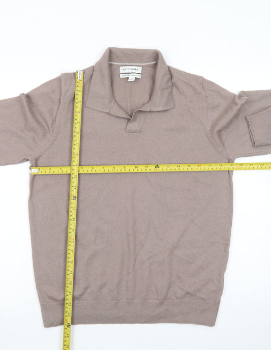 Marks and Spencer Men’s Beige Wool Collared Pullover Jumper L