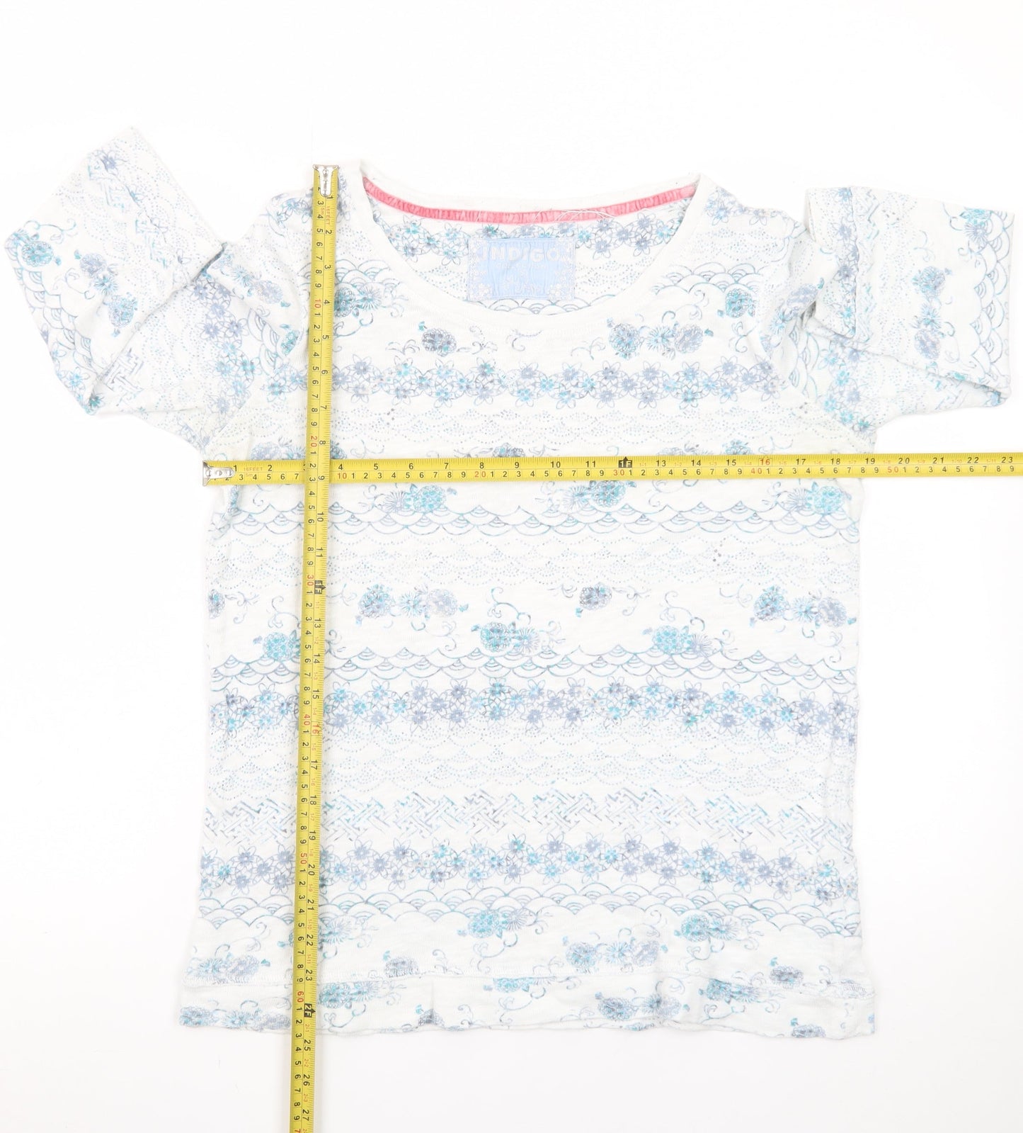 Marks and Spencer Women’s White Floral 3/4 Sleeve Cotton Jersey Top Size 14