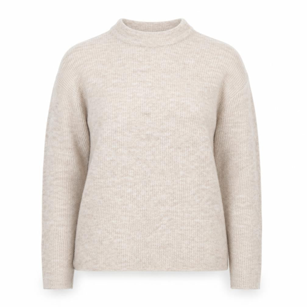 ONLY Women's Beige Cotton Blend Mock Neck Jumper Size S