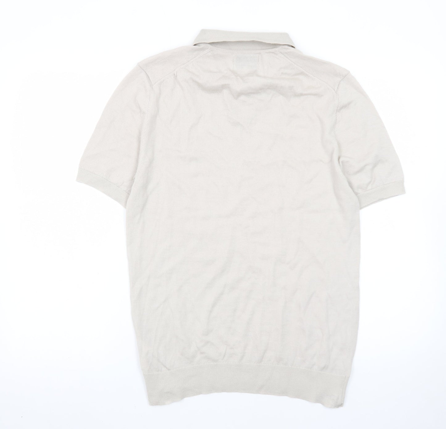 Marks and Spencer Autograph Beige Merino Wool Polo Shirt Mens M