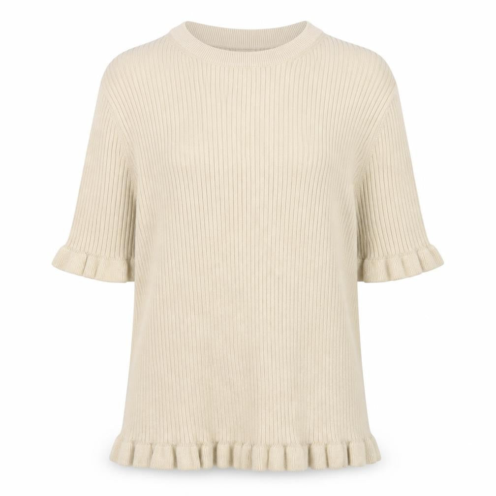 Marks and Spencer Women’s Beige Ruffle Knit Pullover Jumper M