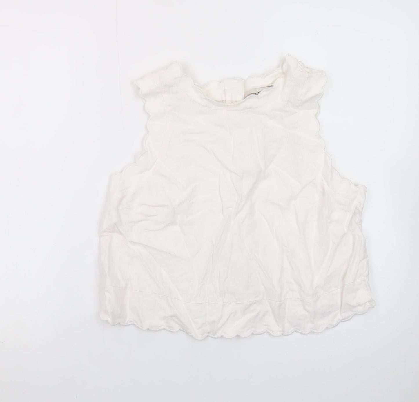 Marks and Spencer Women's White Sleeveless Cotton Blouse Size 14