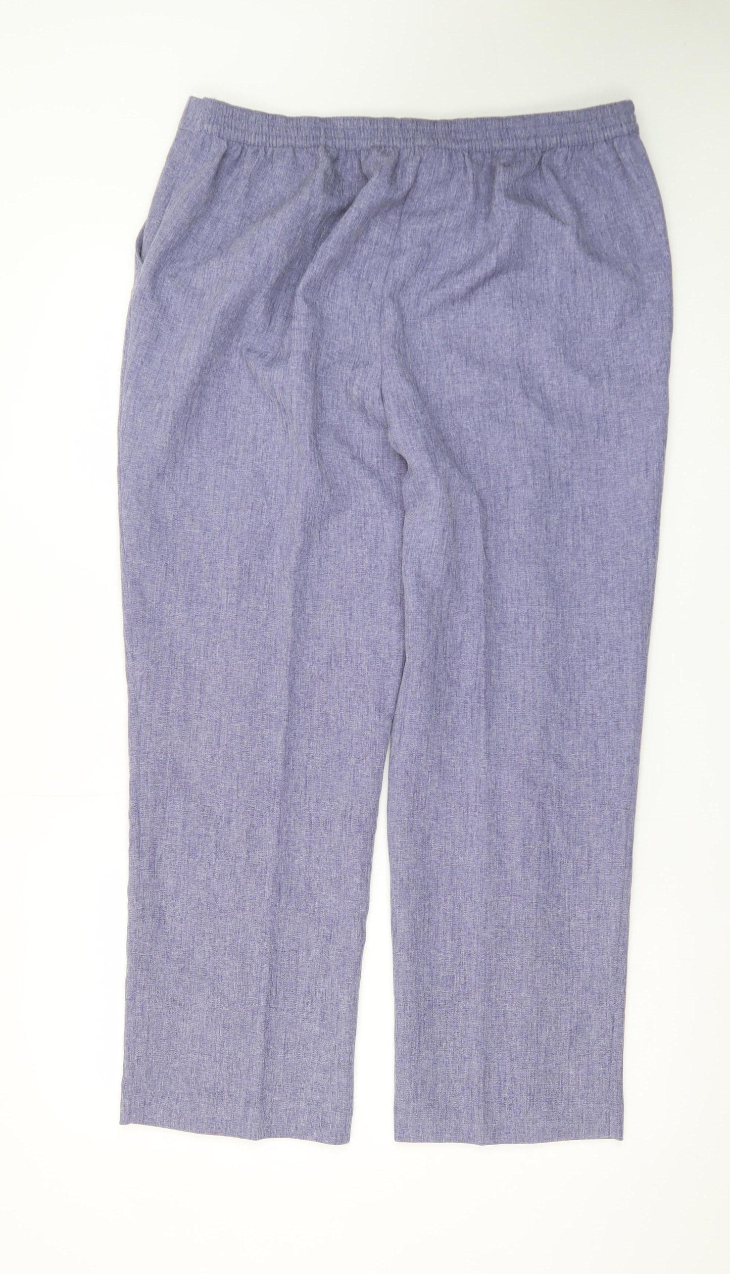 Honor Millburn Womens Blue Linen Blend Straight Leg Trousers Size 18