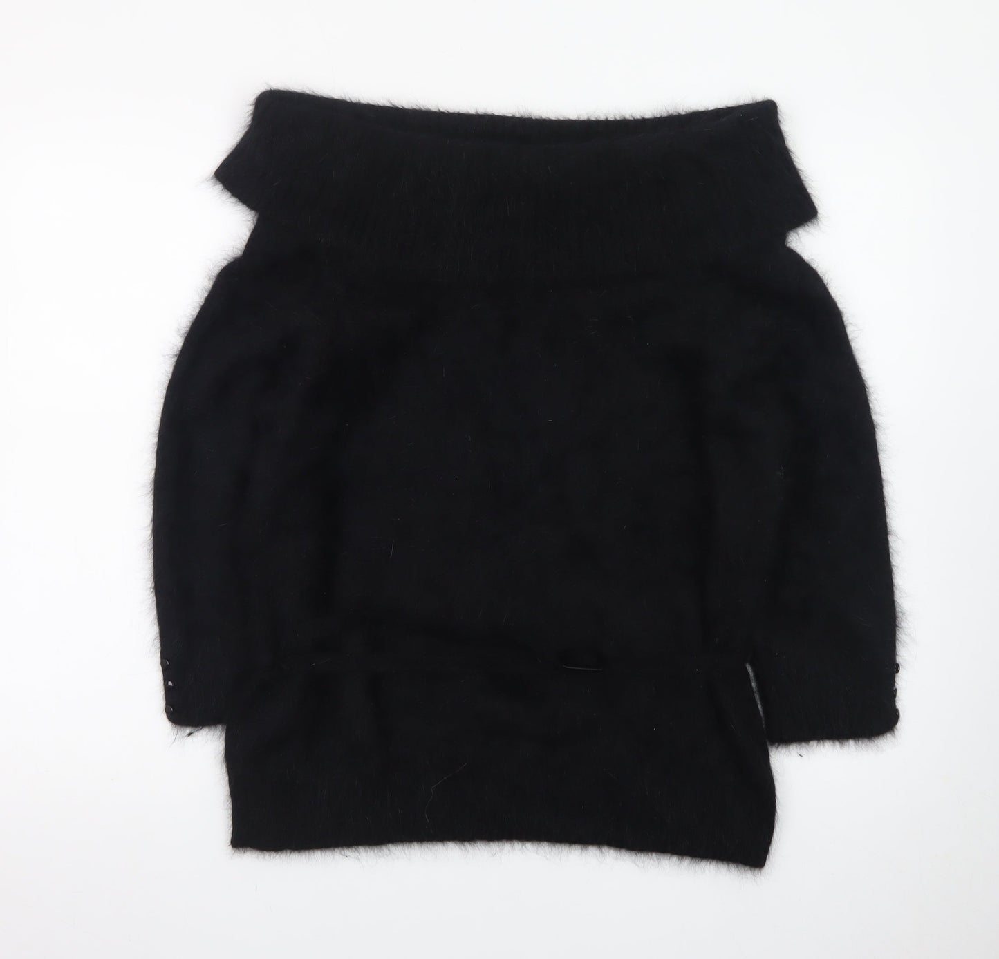 Monsoon Women's Black Angora Mix Cowl Neck Long Sleeve Jumper Size 20