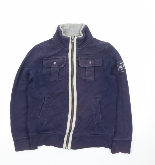 Tommy Hilfiger Boys Navy Blue Zip Up Hoodie Jacket Size 8-10 Years