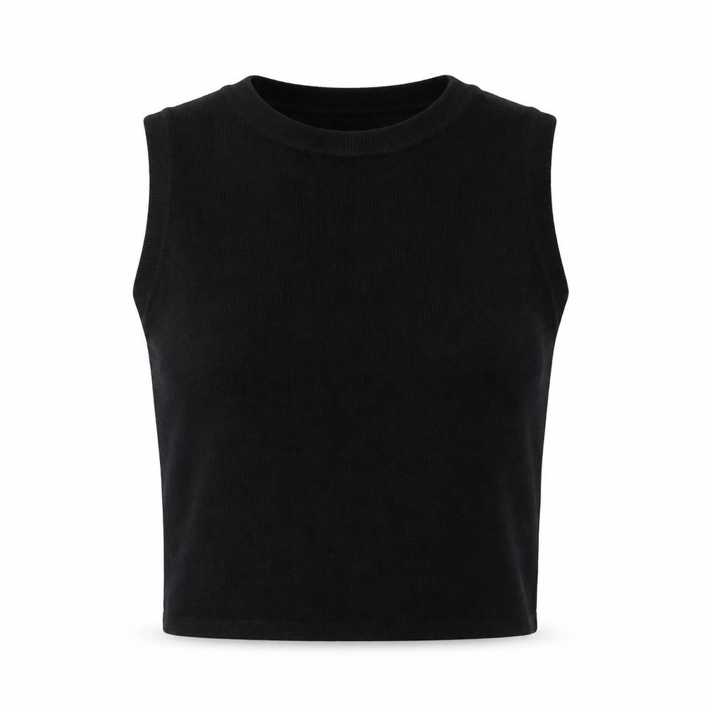 Zara Women's Black Cropped Sleeveless Slim Knit Tank Top S