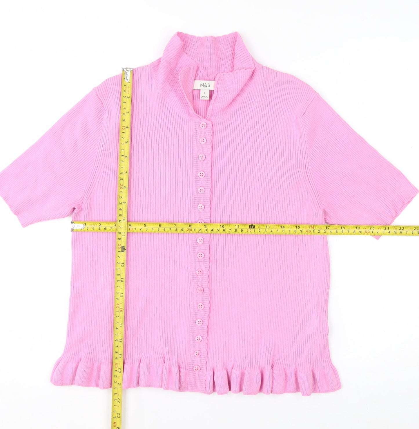 Marks and Spencer Women’s Pink Collared Short Sleeve Cardigan L