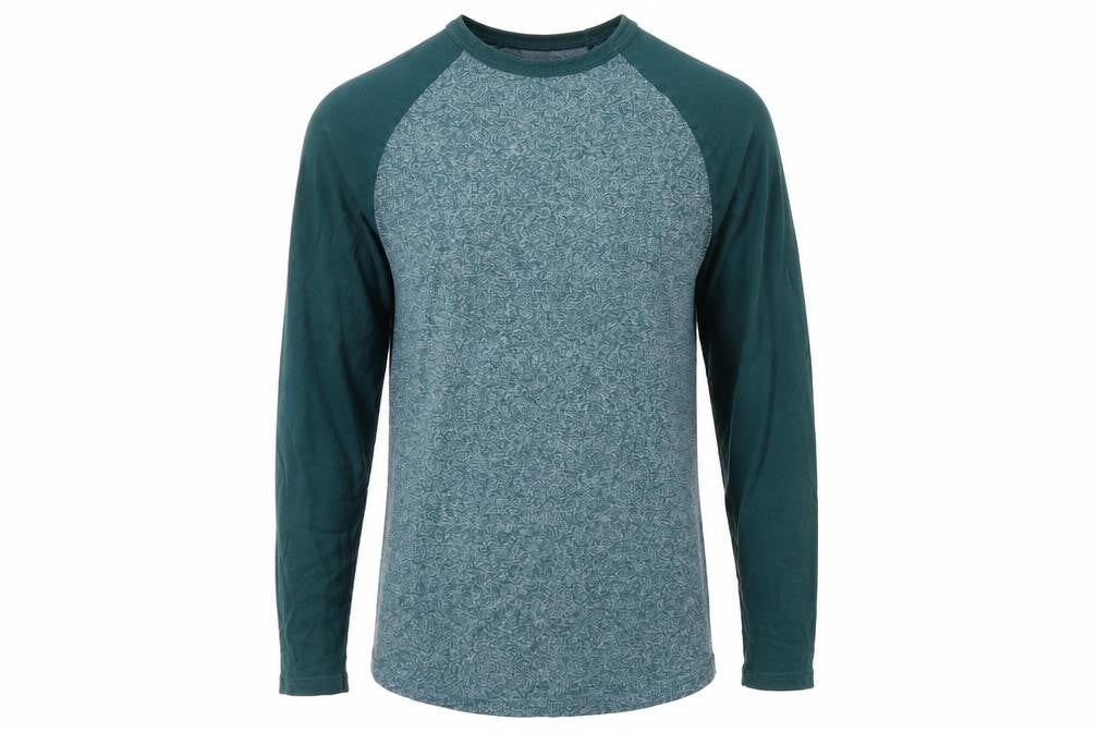Topman Men's Blue Long Sleeve Colourblock Casual T-Shirt Size S