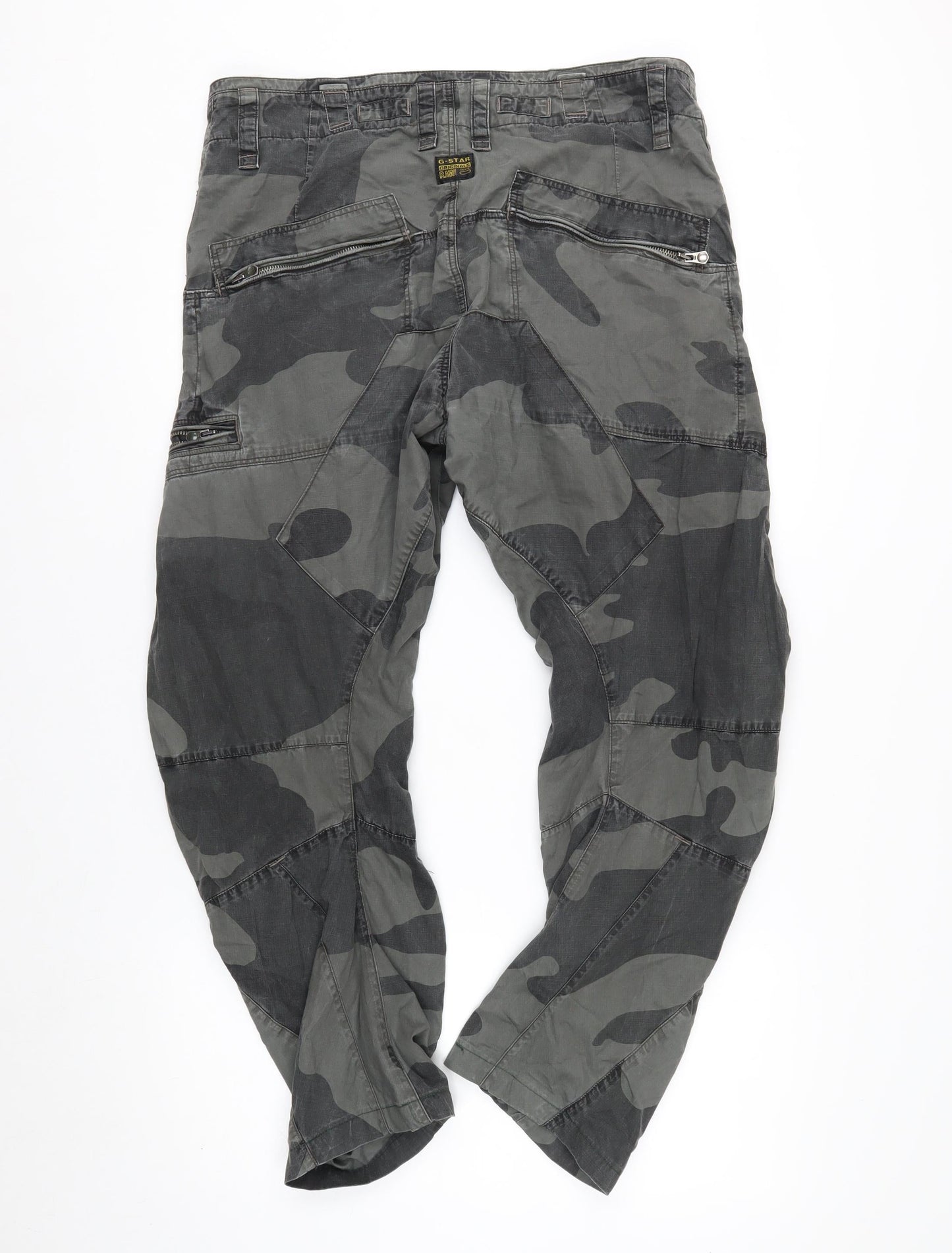 G-Star RAW Men’s Green Camouflage Cargo Tapered Trousers Size 34x32