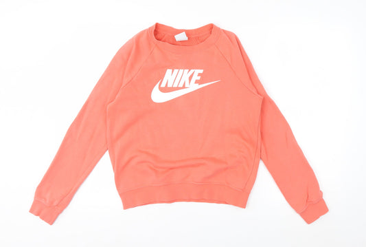 Nike Womens Coral Crew Neck Pullover Sweatshirt XS Cotton Blend