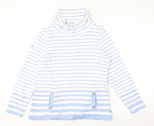 Maine New England Women's Blue White Stripe Pullover Sweatshirt Size 16