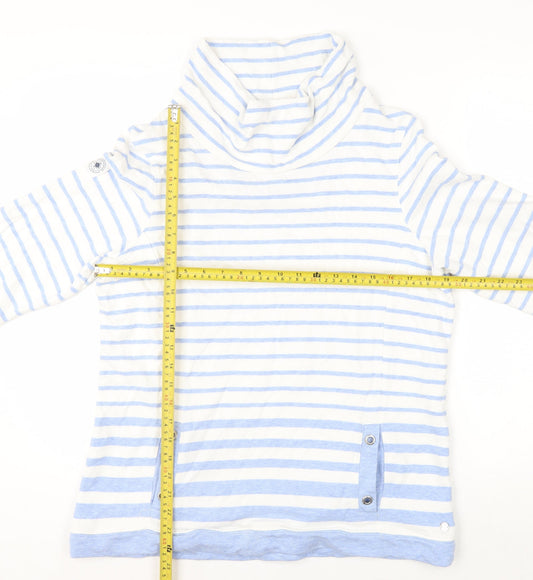 Maine New England Women's Blue White Stripe Pullover Sweatshirt Size 16
