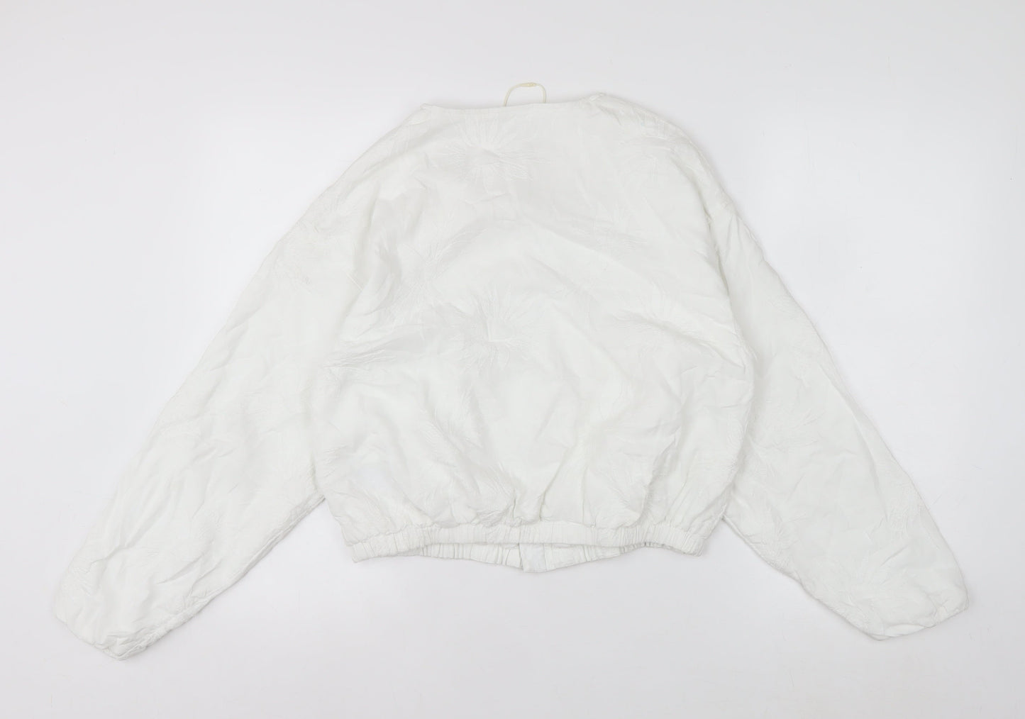 Marks and Spencer Women's White XS Embroidered Linen Bomber Jacket