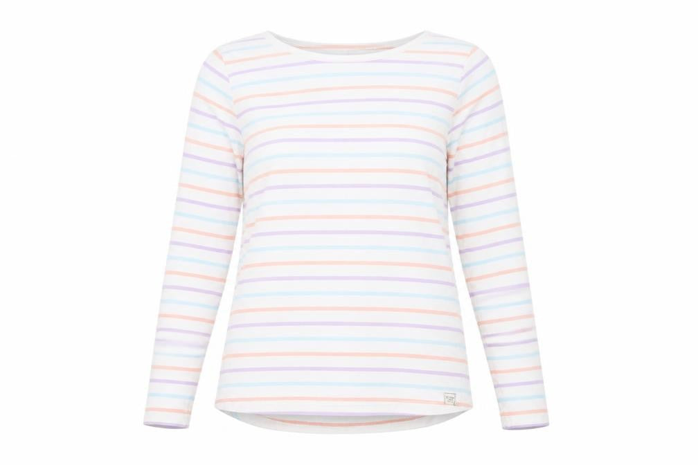 FatFace Women's Multicoloured Striped Long Sleeve Cotton T-Shirt Size 6
