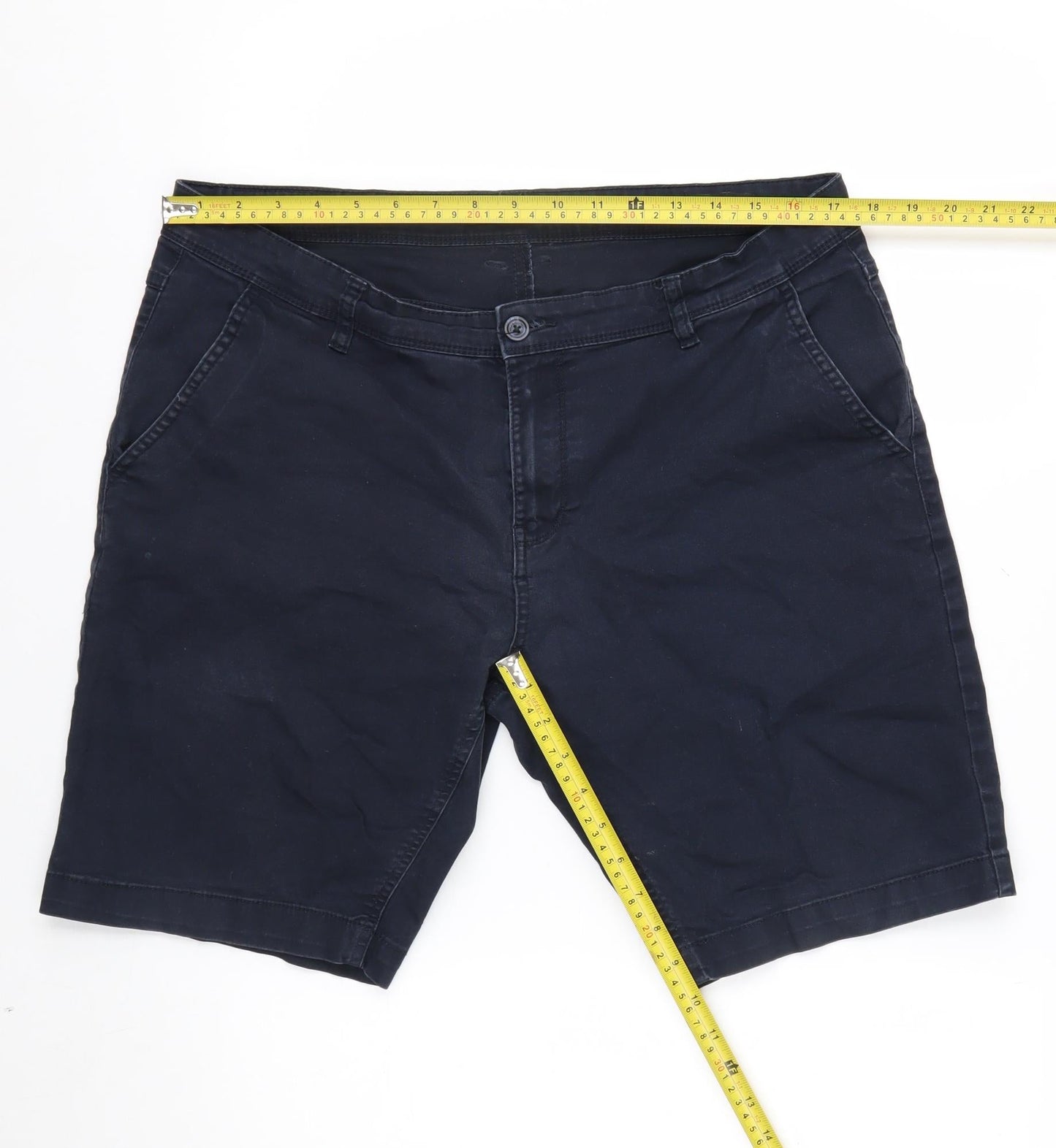 Highlander Men's Blue 34 Chino Shorts Slim Fit Cotton Blend