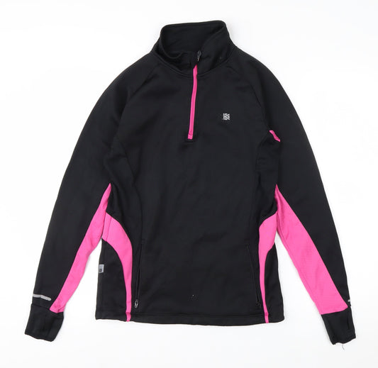 Karrimor Women's Black Pink 1/4 Zip Pullover Running Sweatshirt Size 8