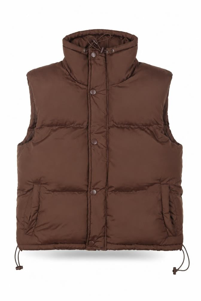 PRETTYLITTLETHING Women Brown Size 6 Puffer Waistcoat Polyester