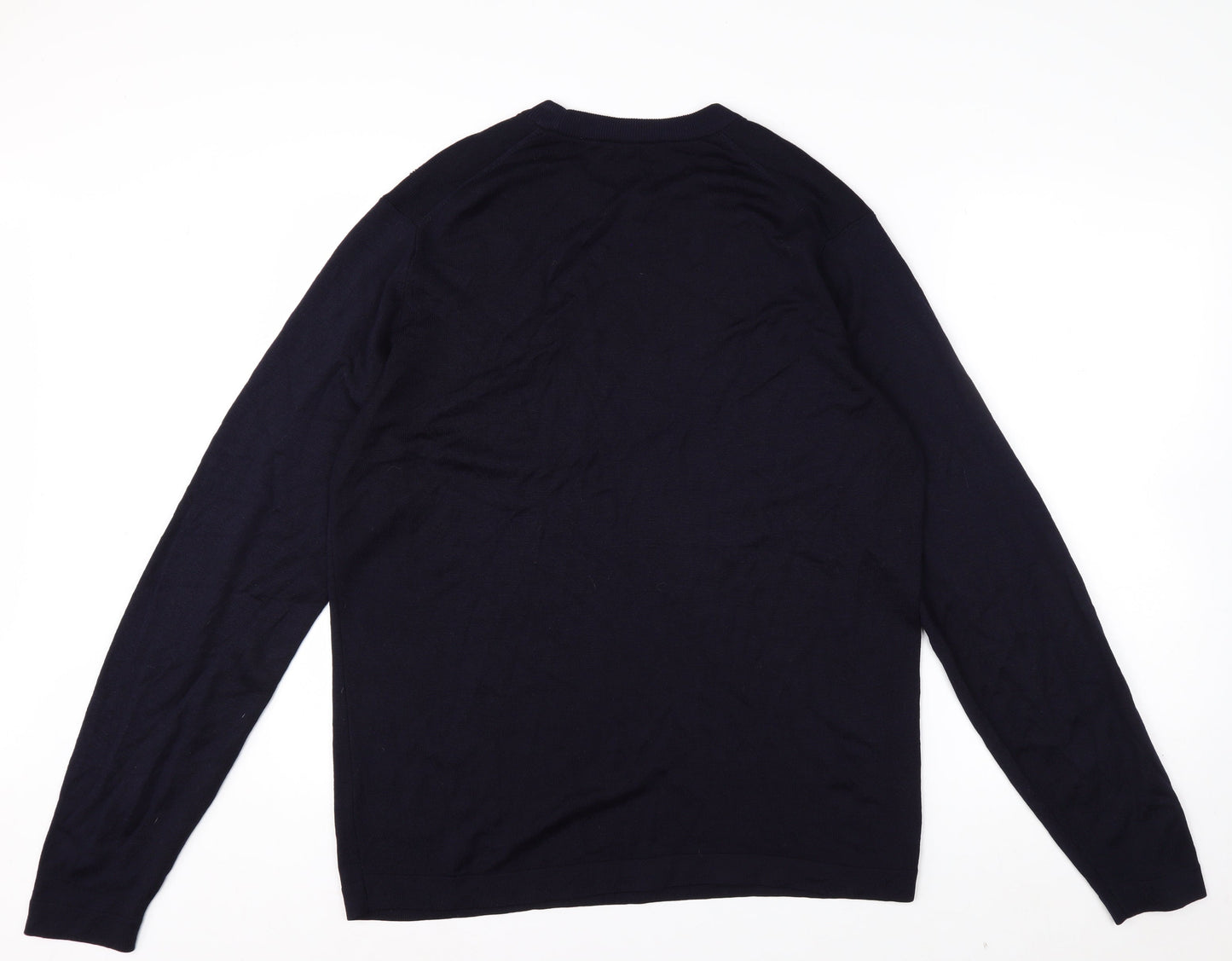 Jaeger Men's Blue Wool Crew Neck Pullover Jumper Size L