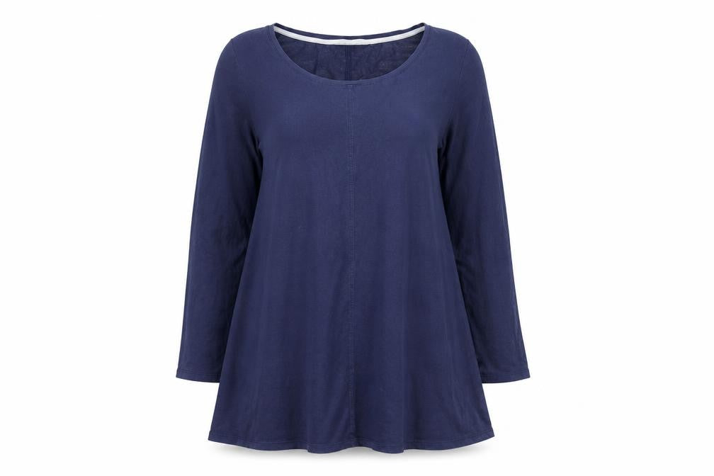 Boden Women Blue Cotton Jersey Shift Dress Size 12 Long Sleeve