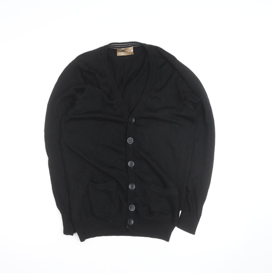 Marks and Spencer Men’s Black Wool Silk Cardigan L V-Neck Classic
