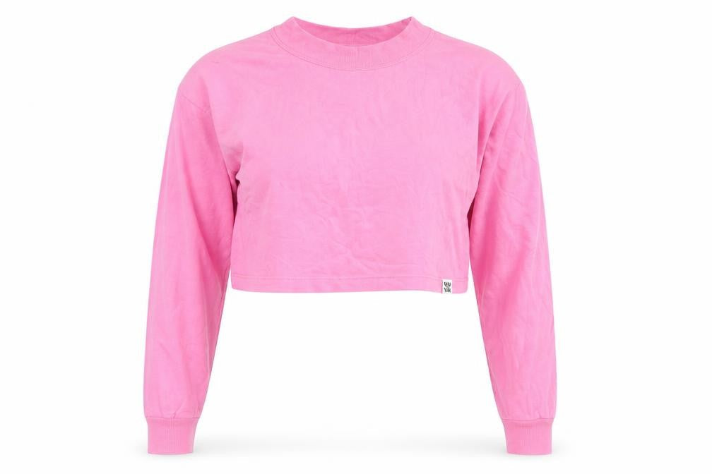 WXYK Women's Pink Cropped Long Sleeve T-Shirt Size S