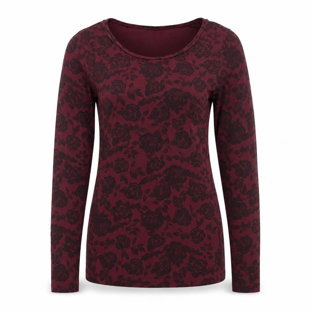 Marks & Spencer Women Red Floral Long Sleeve Jersey Blouse Size 10