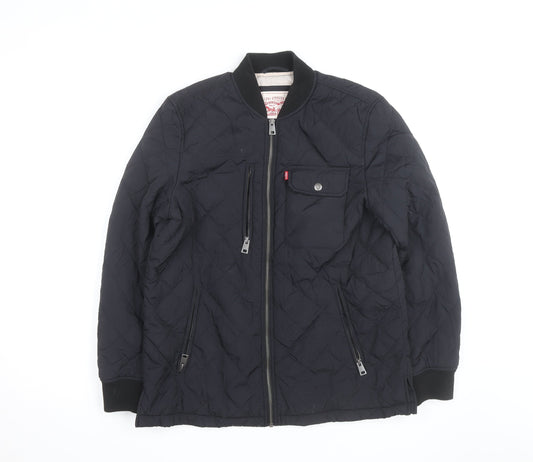 Levi's Men's Black Quilted Full Zip Mid-Length Casual Jacket S