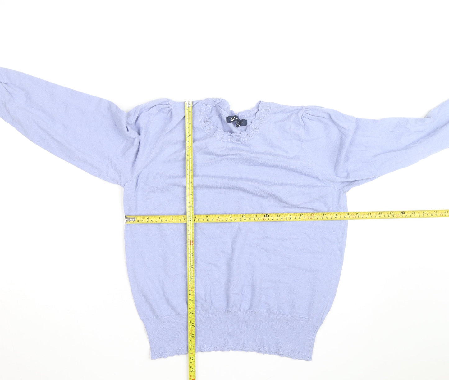 Crew Clothing Women Blue Cotton Crew Neck Jumper Size 14