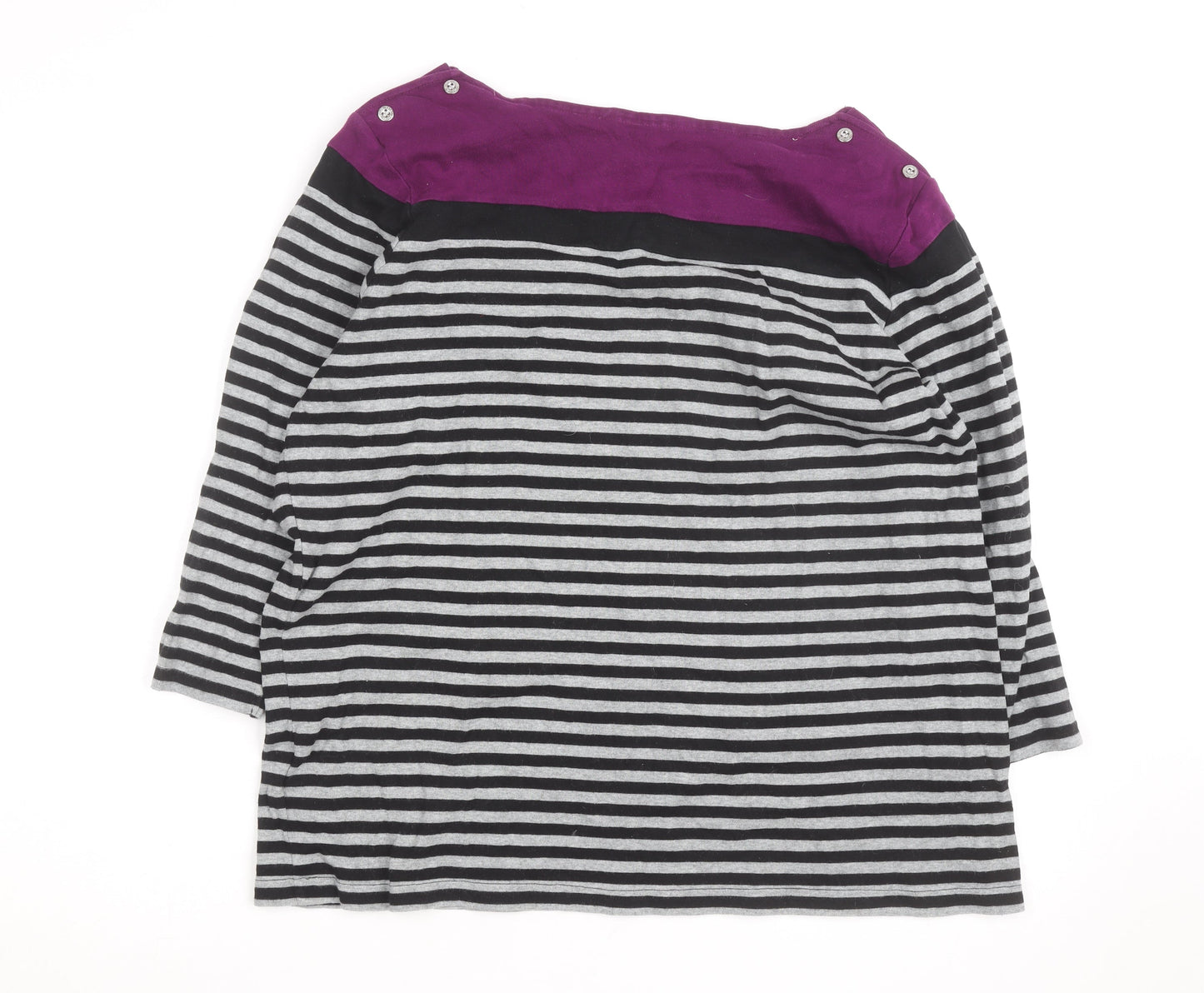 Maine New England Women's Multicoloured Striped 3/4 Sleeve Cotton T-Shirt Size 22