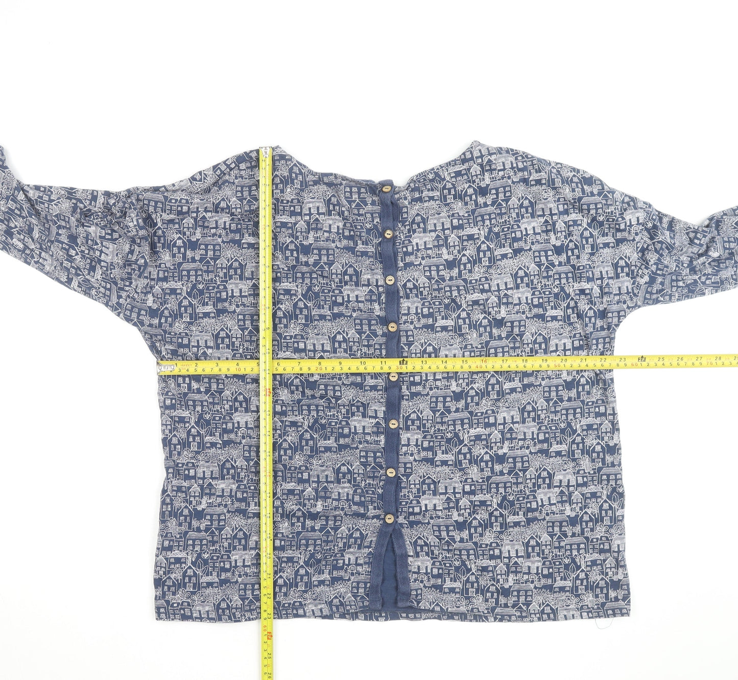 Mistral Women Blue City Print Cotton Tunic Blouse Size 18