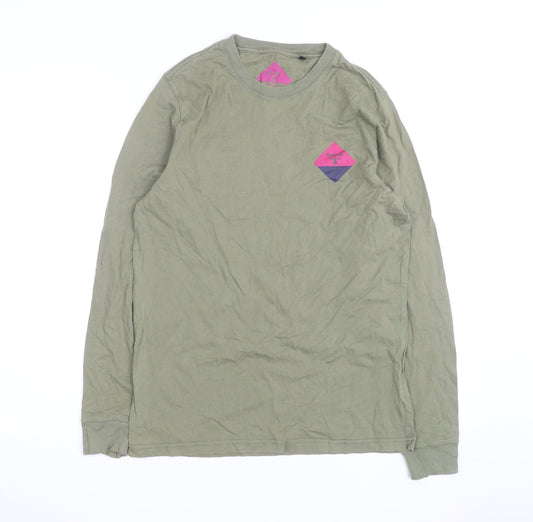 Barbour Men's Green Long Sleeve Cotton Graphic T-Shirt Size S