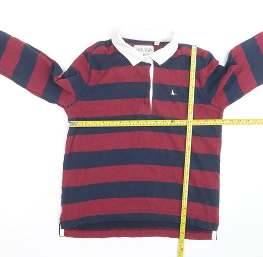 Jack Wills Men's Multicoloured Striped Rugby Shirt M Long Sleeve Cotton