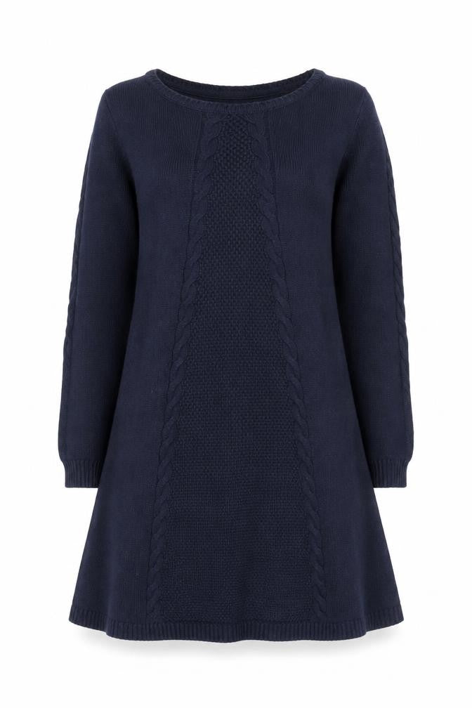 Monsoon Womens Blue Cable Knit Long Sleeve Tunic Jumper M