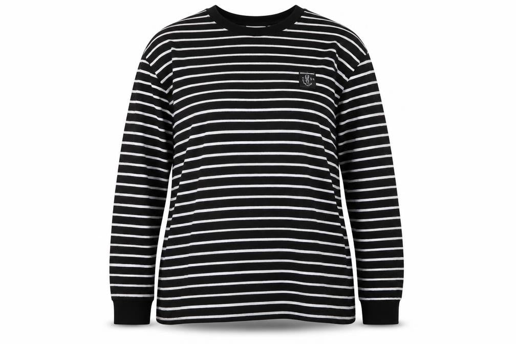 Next Women Black White Striped Long Sleeve Pullover Sweatshirt Size 14