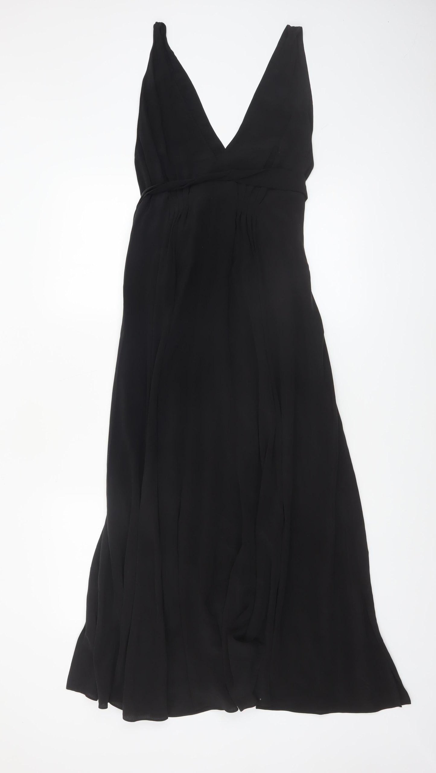 & Other Stories Women Black Silk Long Wrap Dress Size 10