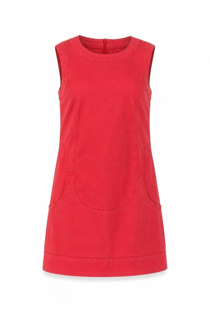Sisley Women's Red Sleeveless Shift Dress Size S Short Casual