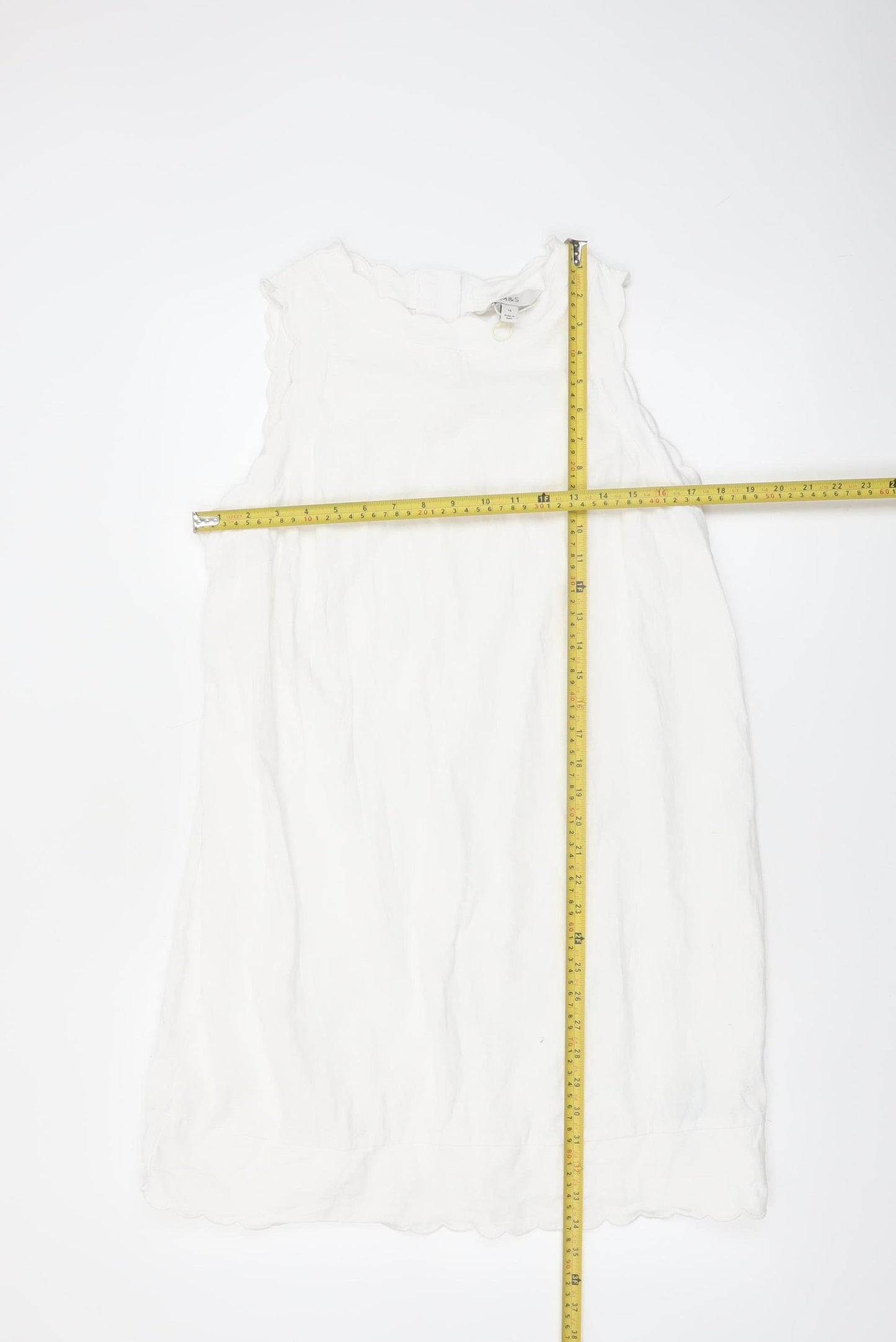 Marks and Spencer Women’s White Linen Blend Sleeveless Shift Dress Size 14