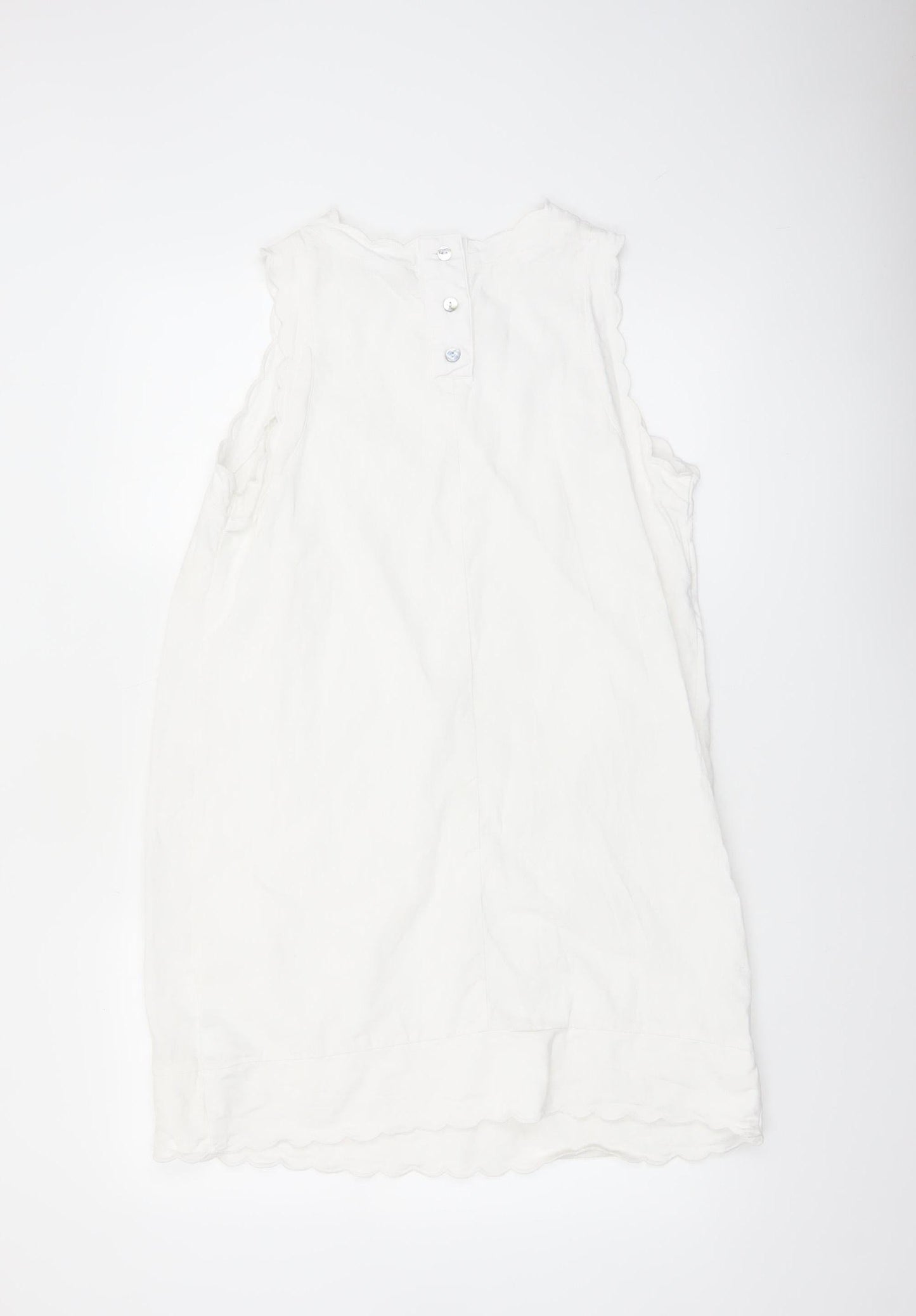 Marks and Spencer Women’s White Linen Blend Sleeveless Shift Dress Size 14
