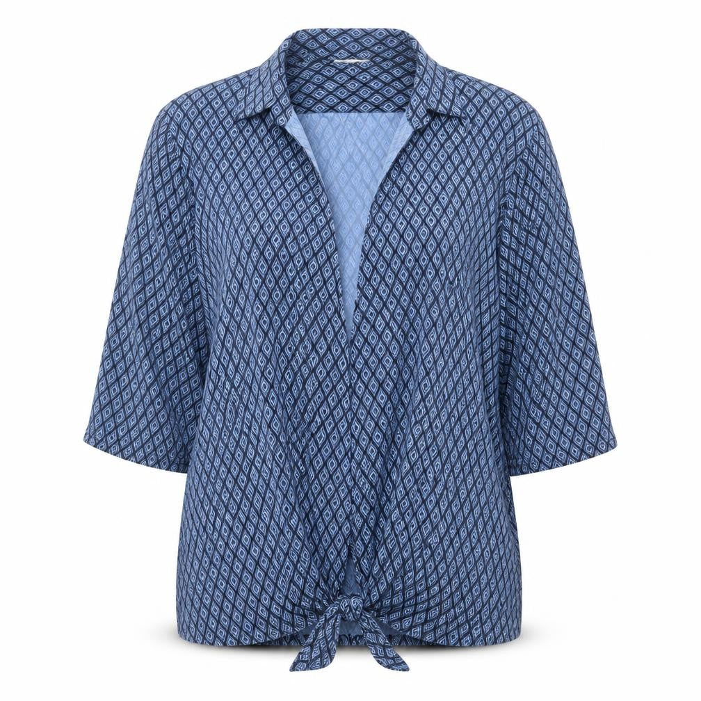 Cotton Traders Women's Blue Geometric Tunic Blouse Size 16