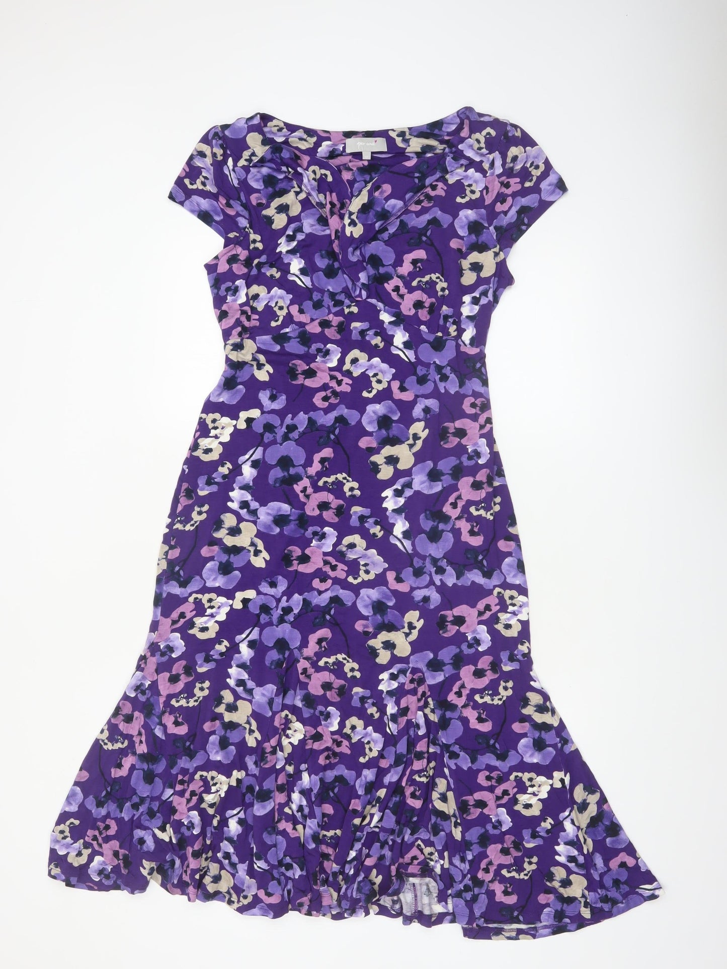 Marks and Spencer Per Una Women's Purple Floral Fit & Flare Dress Size 12